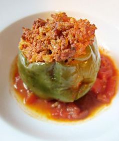 Old fashion stuffed green peppers