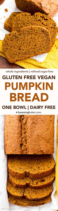 One Bowl Gluten Free Vegan Pumpkin Bread (V, GF, DF