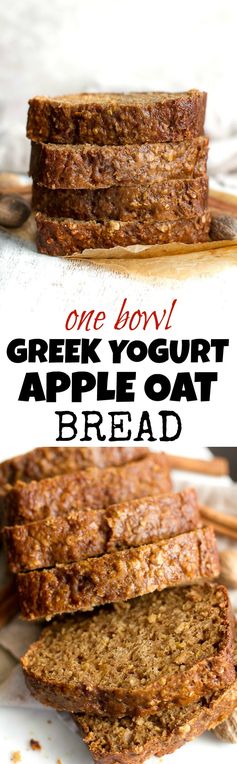 One Bowl Greek Yogurt Apple Oat Bread