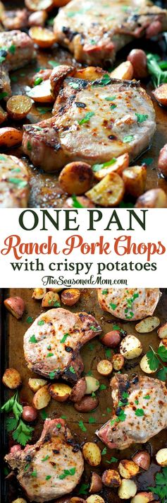 One Pan Ranch Pork Chops with Crispy Potatoes