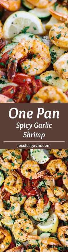 One Pan Spicy Garlic Shrimp with Vegetables