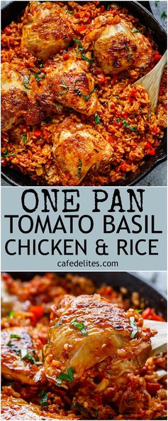 One Pan Tomato Basil Chicken & Rice