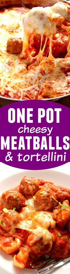 One Pot Cheesy Tortellini and Meatballs