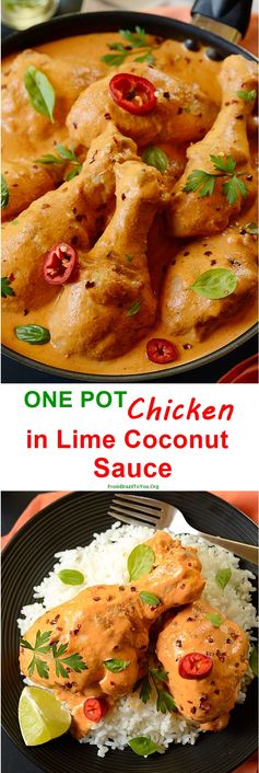 One Pot Chicken in Lime Coconut Sauce