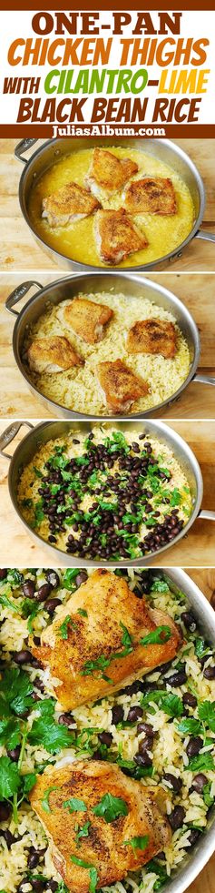 One-Pot Chicken Thighs with Cilantro-Lime Black Bean Rice