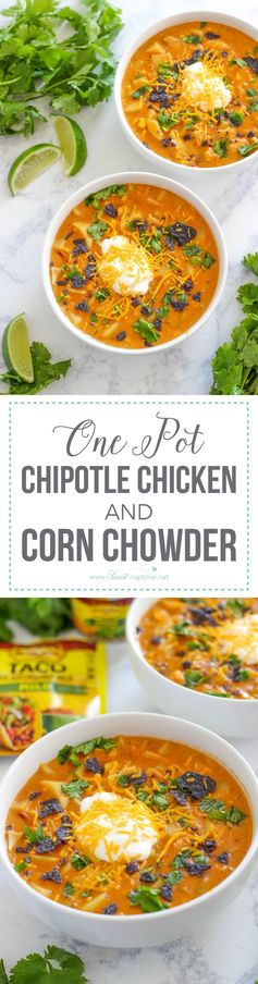 One Pot Chipotle Chicken and Corn Chowder