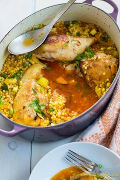 One Pot Garlic Chicken with Israeli Couscous