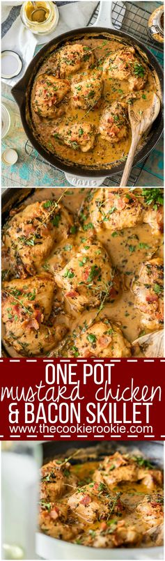 One Pot Mustard Chicken and Bacon Skillet