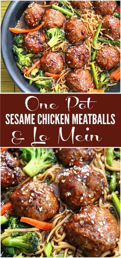 One Pot Sesame Chicken Meatballs & Lo Mein