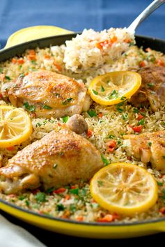 One Skillet Mediterranean Chicken and Rice