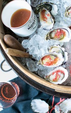 Oysters with Finger Lime and Ginger Mignonette