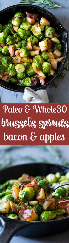 Paleo Roasted Brussels Sprouts with Bacon & Apples (Whole30