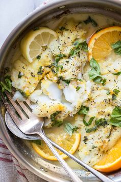 Pan Fried Cod in a Citrus and Basil Butter Sauce