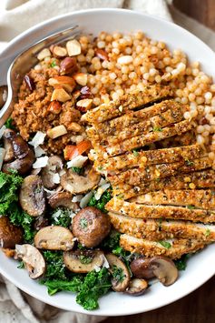 Parmesan Chicken with Sun-dried Tomato Cous Cous and Garlic Veggies