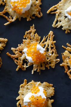 Parmesan Crisps with Caviar and Crème Fraîche