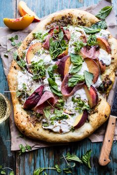 Peach and Burrata Pizza with Honey Balsamic