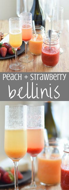 Peach and Strawberry Bellinis