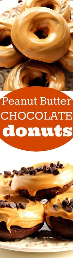 Peanut Butter Glazed Chocolate Donuts