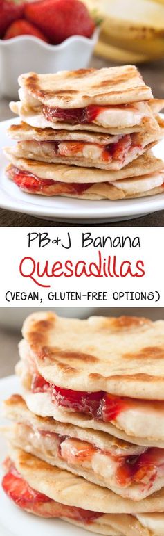 Peanut Butter, Strawberry and Banana Quesadillas