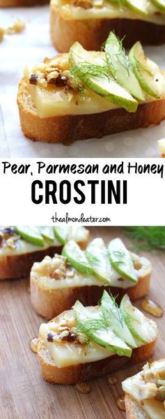 Pear, Parmesan and Honey Crostini