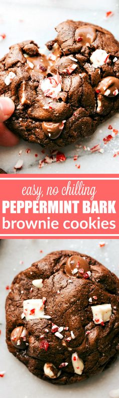 Peppermint Bark Brownie Cookies