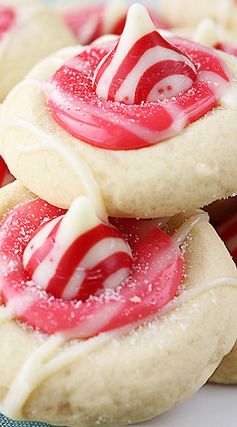 Peppermint Kiss Thumbprint Cookies