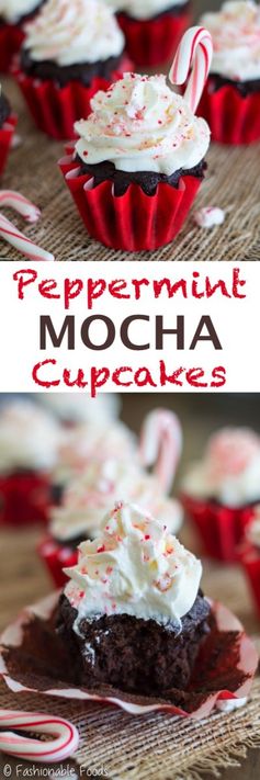 Peppermint Mocha Cupcakes (with Whipped Cream Frosting