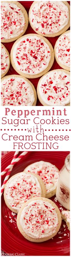 Peppermint Sugar Cookies with Cream Cheese Frosting