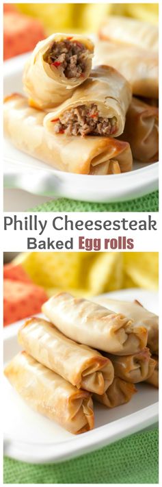 Philly Cheesesteak Baked Egg Rolls