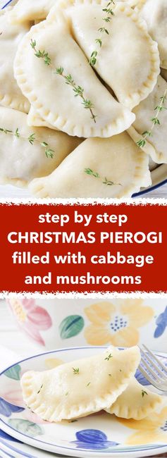 Pierogi with cabbage and mushroom filling