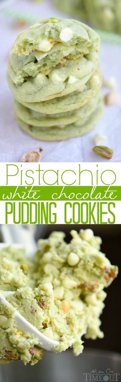 Pistachio and White Chocolate Pudding Cookies