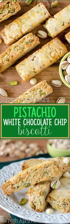 Pistachio White Chocolate Chip Biscotti