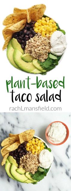 Plant Based Taco Salad with Walnut Meat & Cashew Sour Cream