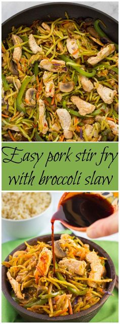 Pork and broccoli slaw stir fry