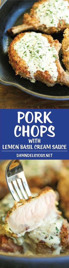 Pork Chops with Lemon Basil Cream Sauce