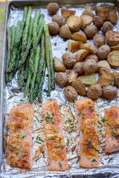 Potato Salmon and Asparagus One Pan Dinner (Clean, Easy & Delicious