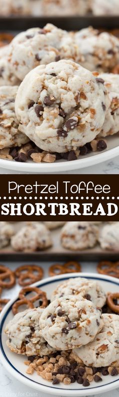 Pretzel Toffee Shortbread Cookies