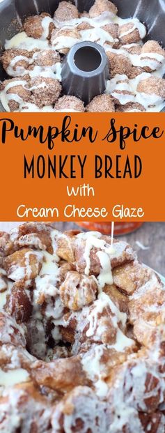 Pumpkin Spice Monkey Bread with Cream Cheese Glaze