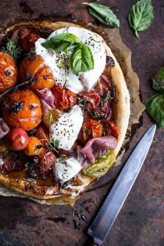 Quick Balsamic Fig Roasted Tomato and Burrata Cheese Tarts