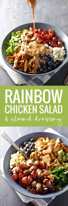 Rainbow Chicken Salad with Almond Honey Mustard Dressing