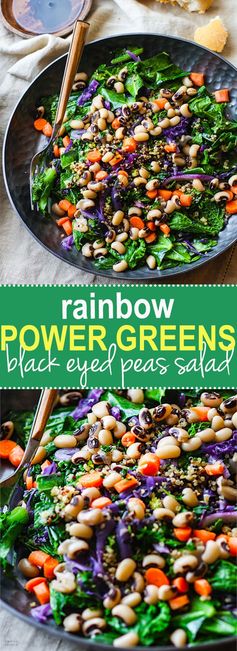 Rainbow Power Greens Salad with Black Eyed Peas (Vegan, Gluten Free