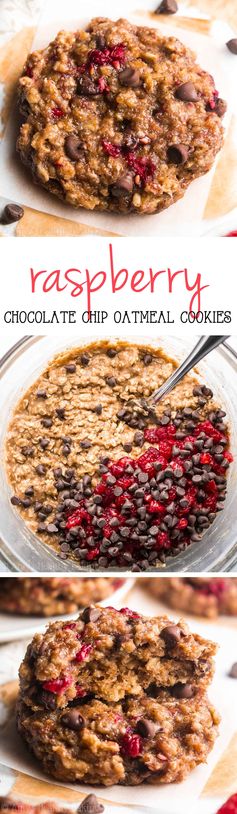 Raspberry Chocolate Chip Oatmeal Cookies