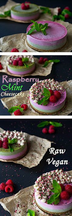 Raspberry Mint Cheesecakes