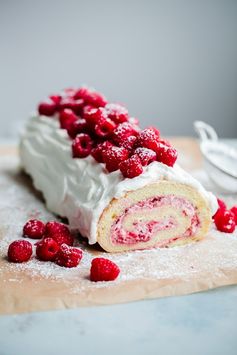 Raspberry Roll Cake