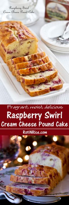 Raspberry Swirl Cream Cheese Pound Cake