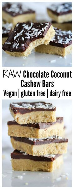 Raw Chocolate Coconut Cashew Bars