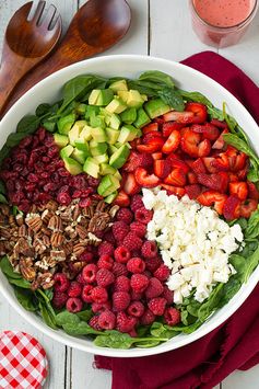 Red Berry & Avocado Spinach Salad with Strawberry Poppy Seed Dressing