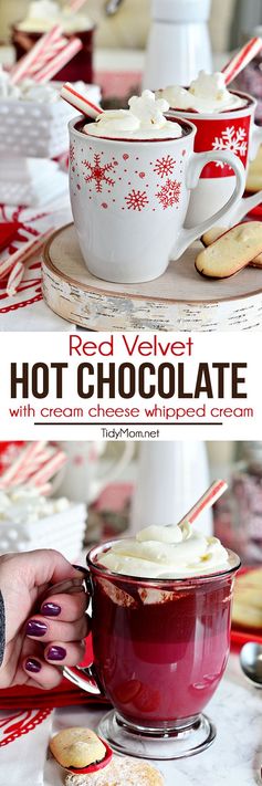 Red Velvet Hot Chocolate with Cream Cheese Whipped Cream