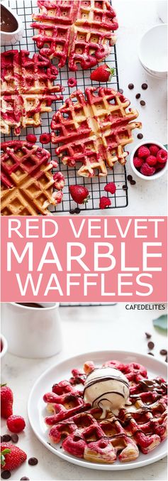 Red Velvet Marbled Waffles