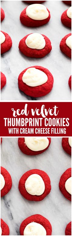 Red Velvet Thumbprint Cookies with Cream Cheese Filling